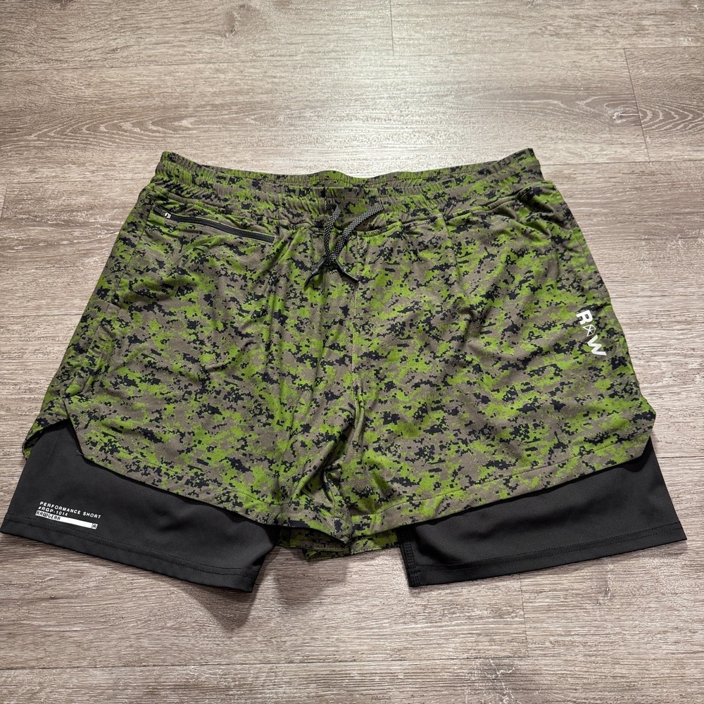 RAWGEAR Shorts Mens 2XL Green Camouflage Camo‎ Performance Bradly Martin Lined
